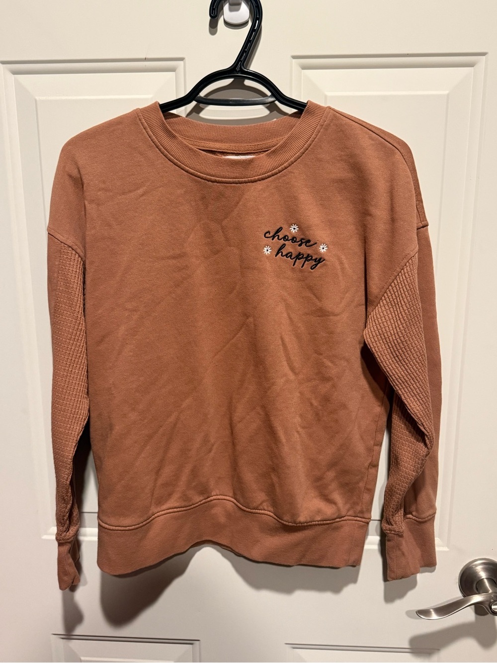 Maurices 'Choose Happy' Embroidered Crewneck - Rust